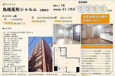 东京都台東区商业地域  钢筋铁骨混凝土大楼内1居室物件73万人民币